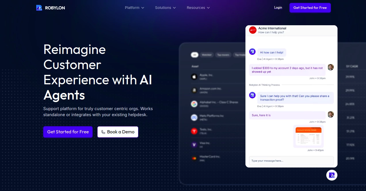 Screenshot of Robylon AI – An AI tool in the ,AI Customer Service Assistant ,AI Productivity Tools ,AI Team Collaboration  category, showcasing its interface and key features.