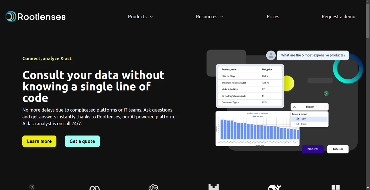 Screenshot of Rootlenses – An AI tool in the ,AI Business Ideas Generator ,AI Analytics Assistant ,AI Knowledge Management ,AI Productivity Tools  category, showcasing its interface and key features.