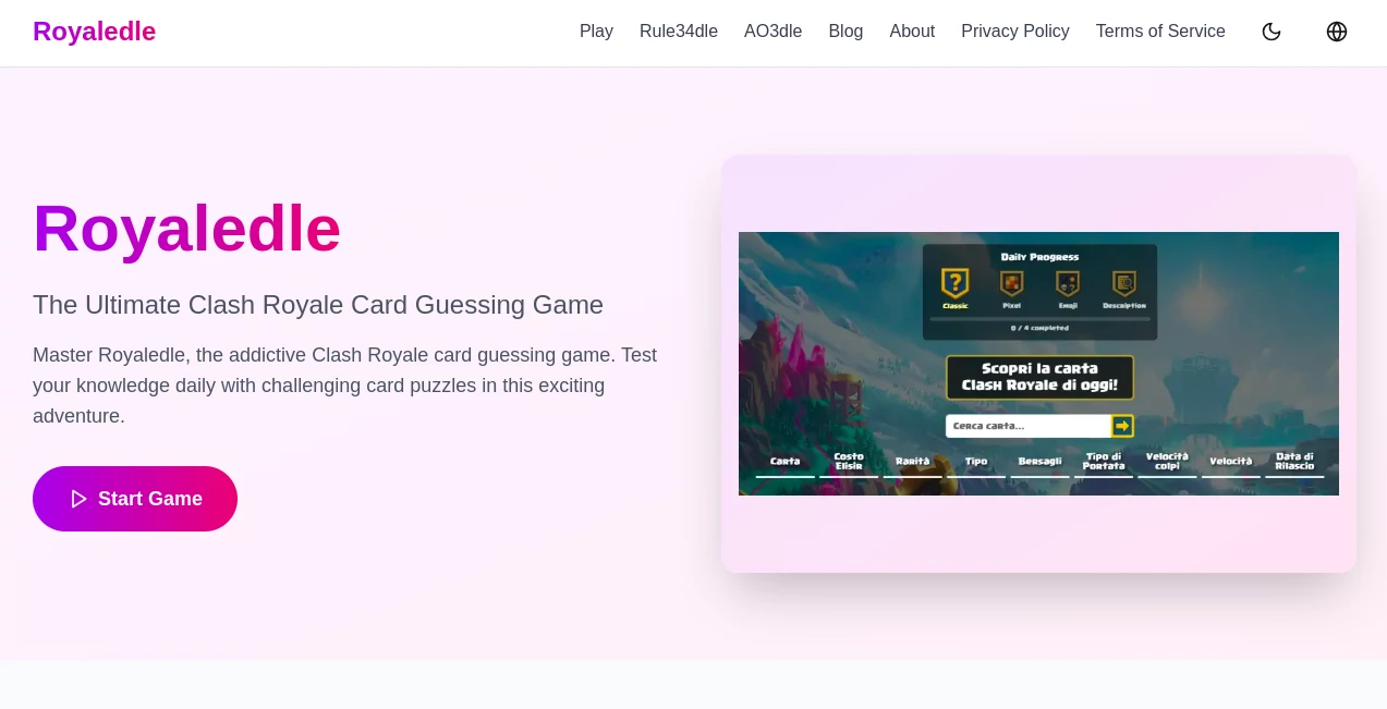 Screenshot of royaldle – An AI tool in the ,AI Fun Tools ,AI Game ,Other  category, showcasing its interface and key features.
