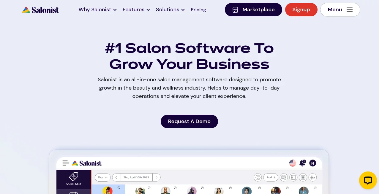 Screenshot of Salonist – An AI tool in the ,AI CRM Assistant ,AI Project Management ,AI Scheduling  category, showcasing its interface and key features.
