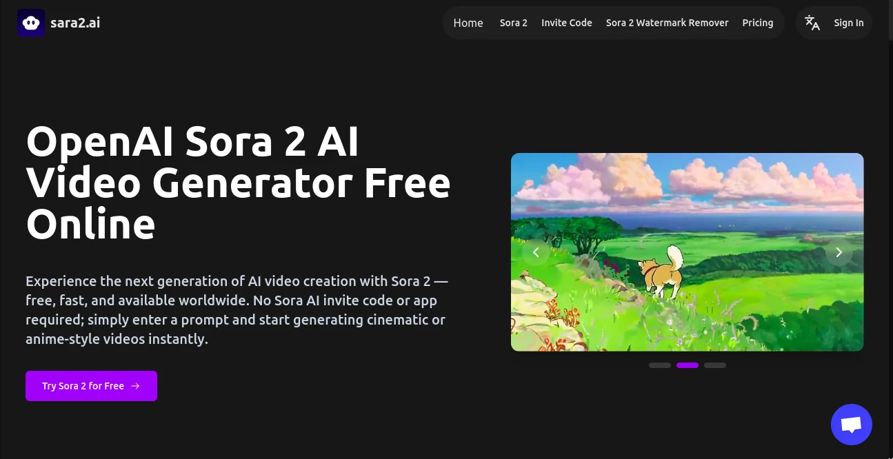 Screenshot of sara2.ai – An AI tool in the ,AI Anime & Cartoon Generator ,AI Image to Video ,AI Text to Video ,AI Video Generator  category, showcasing its interface and key features.