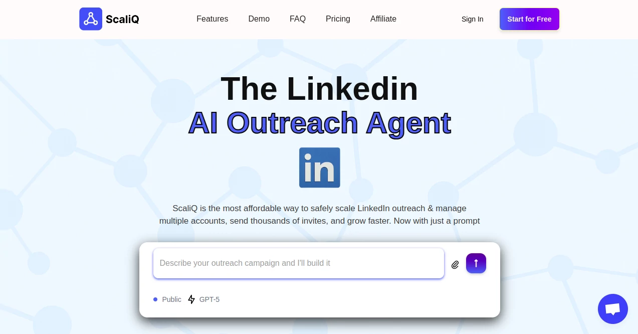 Screenshot of ScaliQ – An AI tool in the ,AI Sales Assistant ,AI Social Media Assistant ,AI CRM Assistant ,AI Lead Generation  category, showcasing its interface and key features.