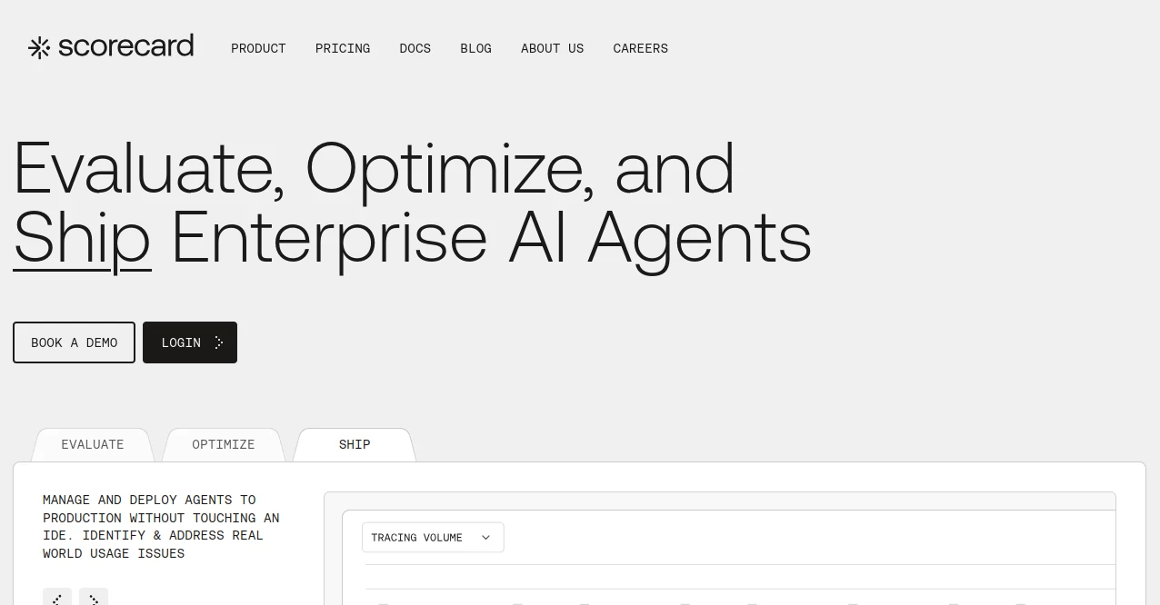 Screenshot of SCORECARD – An AI tool in the ,AI Code Assistant ,AI Monitor & Report Builder ,AI Testing & QA ,AI Developer Tools  category, showcasing its interface and key features.