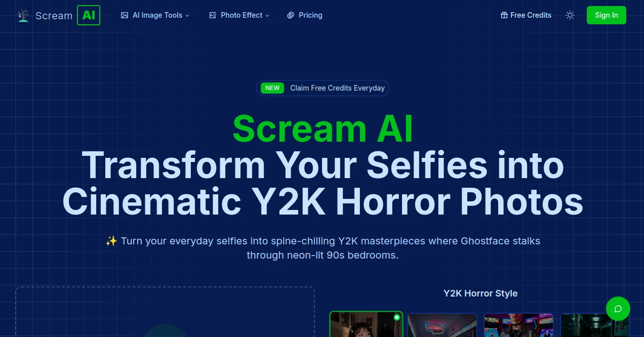Screenshot of Scream AI – An AI tool in the ,AI Photo & Image Generator ,AI Image to Image ,AI Face Swap Generator ,AI Art Generator  category, showcasing its interface and key features.