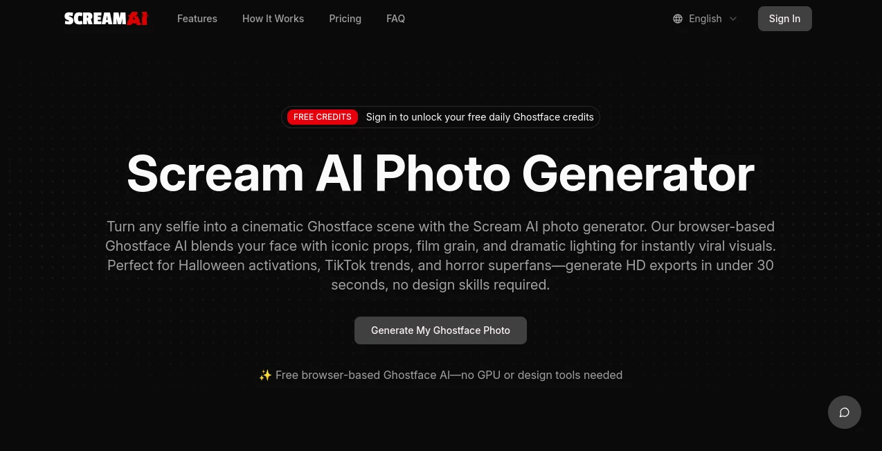 Screenshot of Scream AI – An AI tool in the ,AI Photo & Image Generator ,Photo & Image Editor ,AI Image to Image ,AI Fun Tools  category, showcasing its interface and key features.