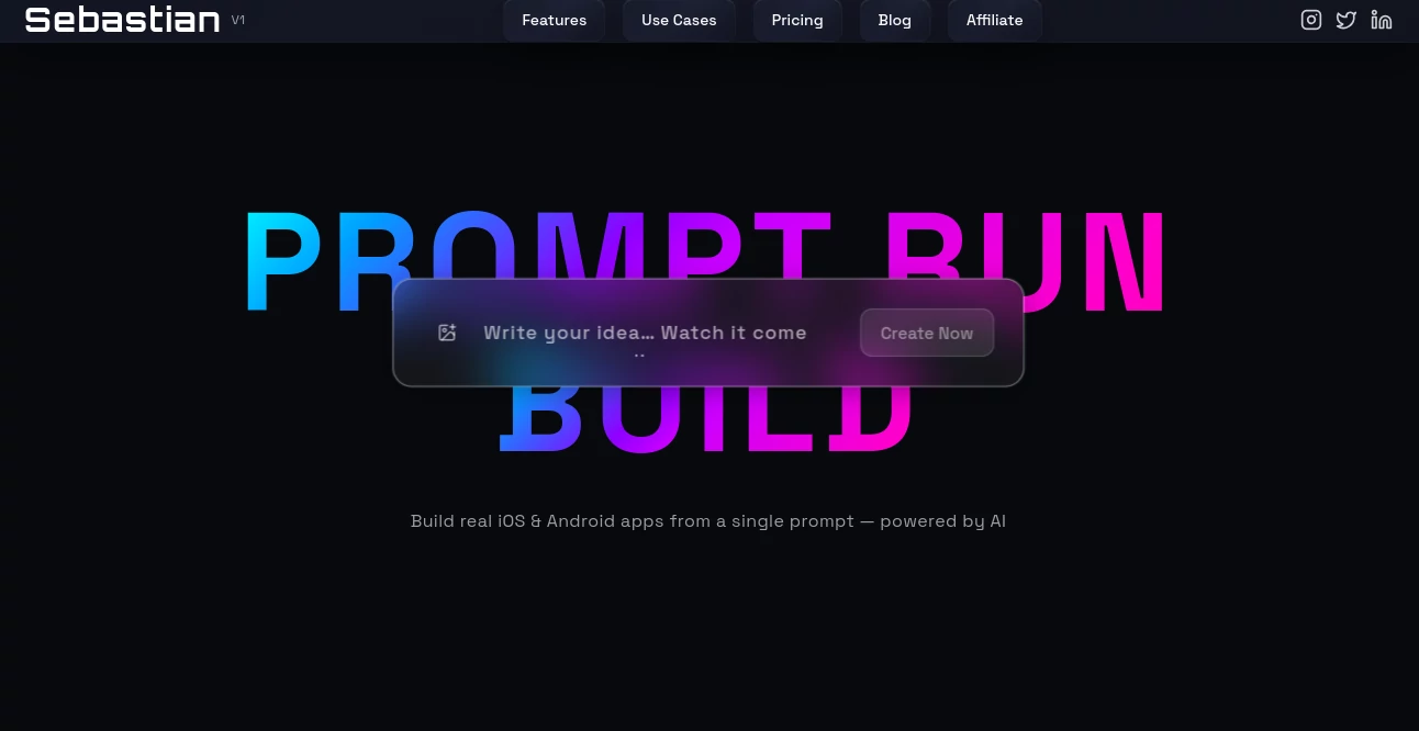 Screenshot of Sebastian.run – An AI tool in the ,AI No-Code & Low-Code ,AI Code Generator ,AI Developer Tools ,AI App Builder  category, showcasing its interface and key features.