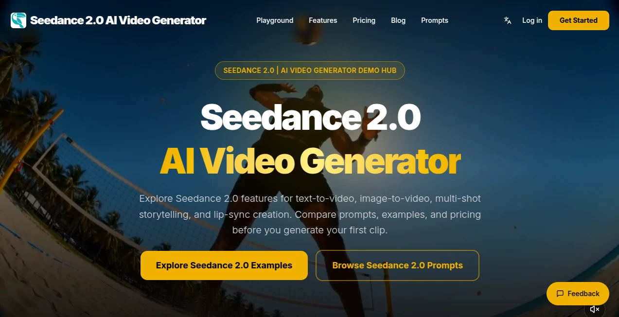 Screenshot of Seedance 2.0 AI Video Generator – An AI tool in the ,AI Animated Video ,AI Image to Video ,AI Video Generator ,AI Text to Video  category, showcasing its interface and key features.