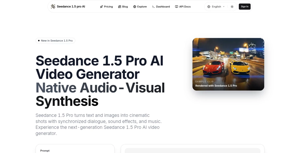 Screenshot of Seedance 1.5 pro AI – An AI tool in the ,AI Image to Video ,AI Music Video Generator ,AI Text to Video ,AI Video Generator  category, showcasing its interface and key features.