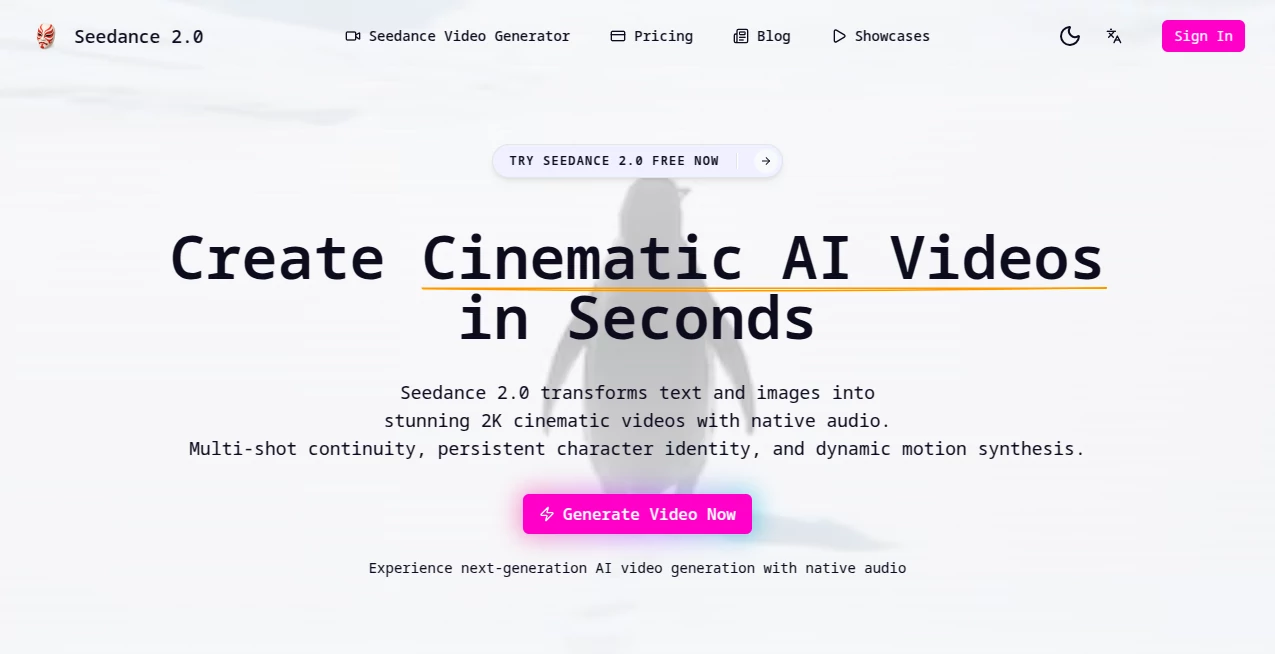 Screenshot of Seedance 2.0 – An AI tool in the ,AI Animated Video ,AI Image to Video ,AI Video Generator ,AI Text to Video  category, showcasing its interface and key features.