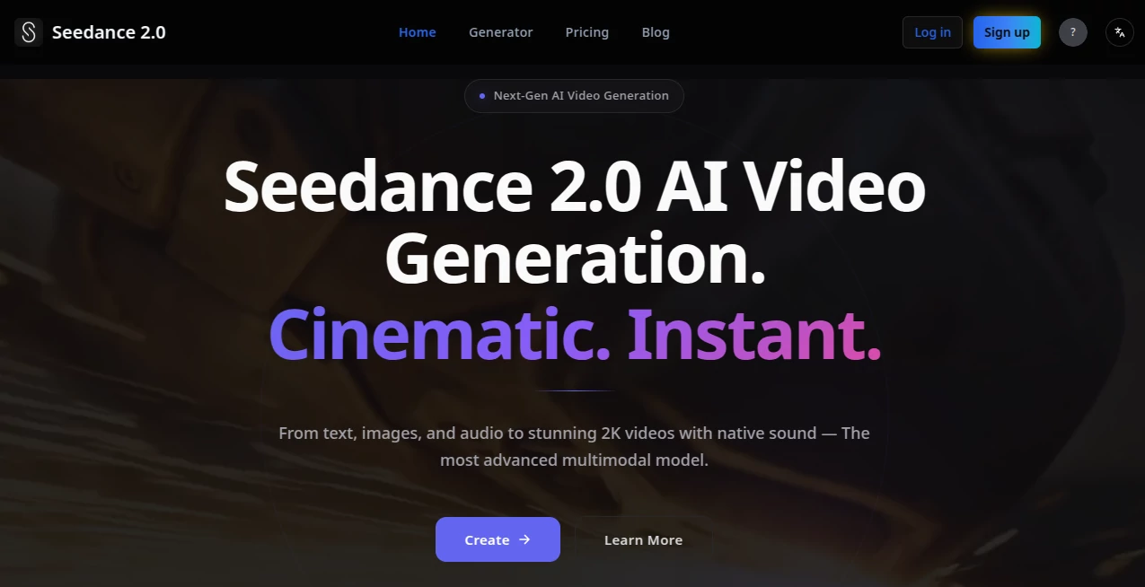 Screenshot of Seedance 2.0 – An AI tool in the ,AI Animated Video ,AI Image to Video ,AI Video Generator ,AI Text to Video  category, showcasing its interface and key features.