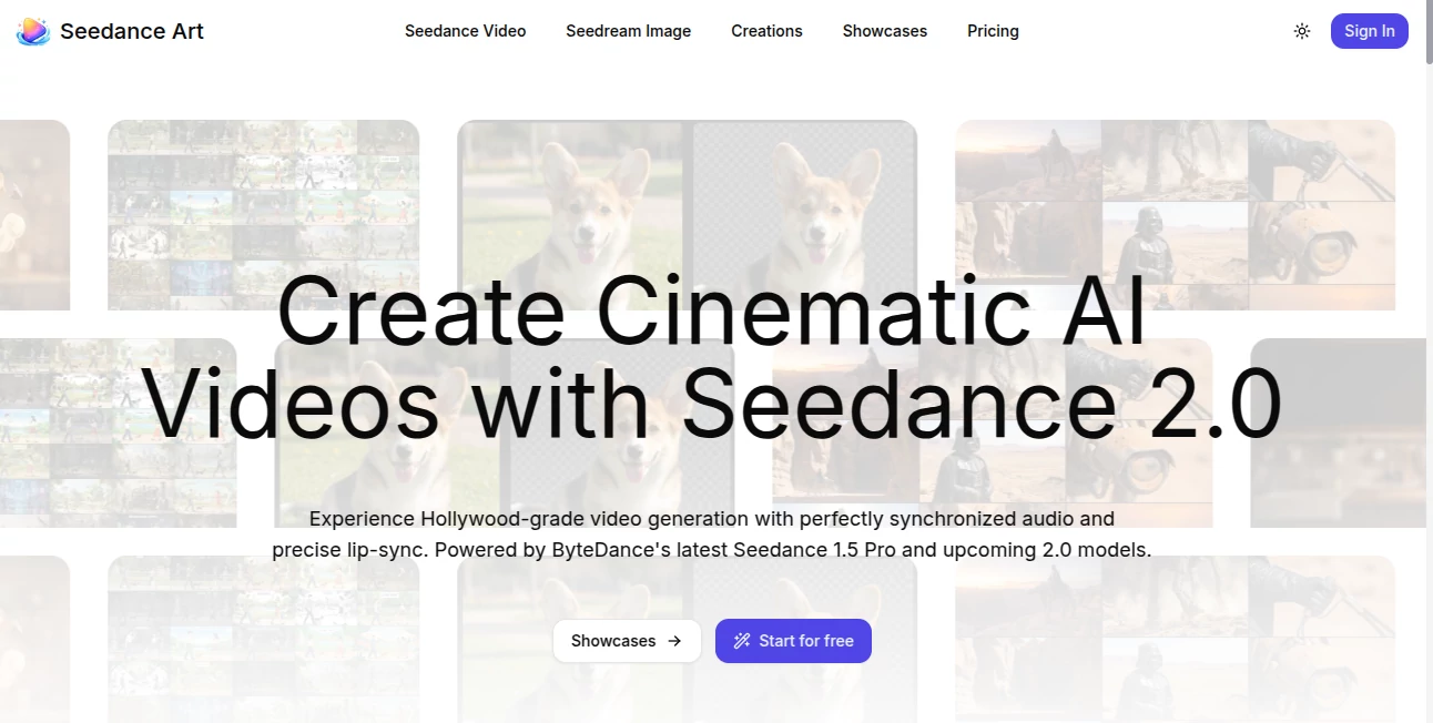 Screenshot of Seedance Art – An AI tool in the ,AI Animated Video ,AI Image to Video ,AI Text to Video ,AI Video Generator  category, showcasing its interface and key features.