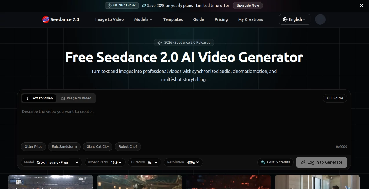 Screenshot of Seedance Studio – An AI tool in the ,AI Photo & Image Generator ,AI Video Generator ,Design & Art  category, showcasing its interface and key features.