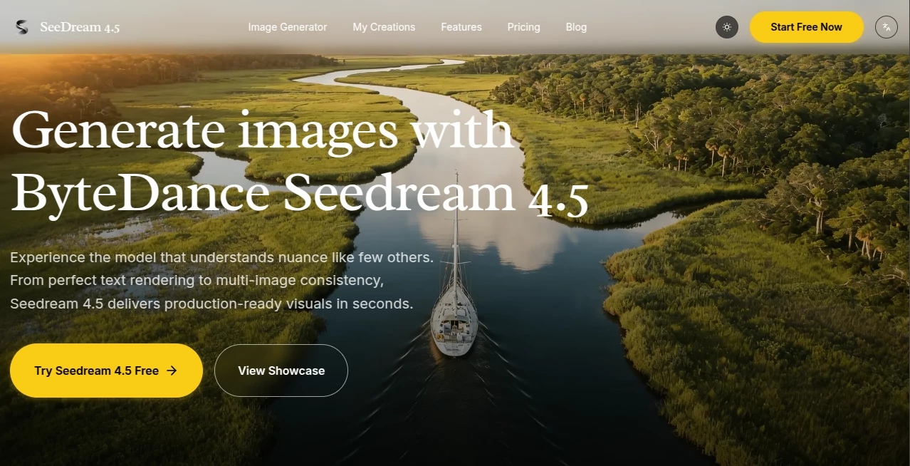 Screenshot of Seedream Image Generator – An AI tool in the ,AI Photo & Image Generator ,AI Art Generator ,AI Design Generator ,AI Text to Image  category, showcasing its interface and key features.