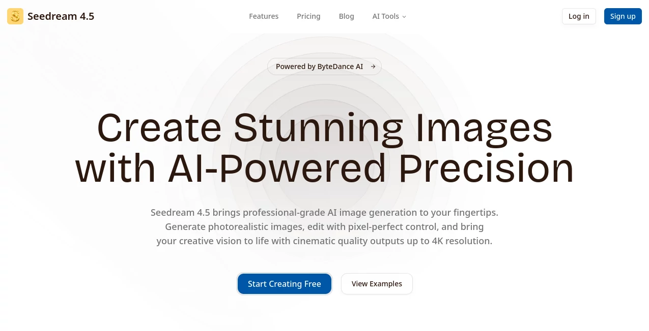 Screenshot of SeeDream 4.5 – An AI tool in the ,AI Photo & Image Generator ,Photo & Image Editor ,AI Art Generator ,AI Design Generator  category, showcasing its interface and key features.
