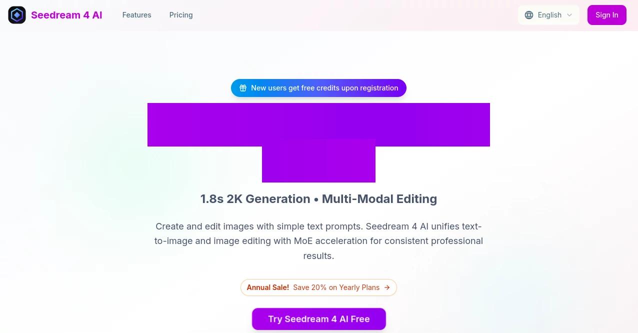 Screenshot of Seedream 4 AI – An AI tool in the ,AI Text to Image ,AI Photo & Image Generator ,Photo & Image Editor ,AI Image to Image  category, showcasing its interface and key features.