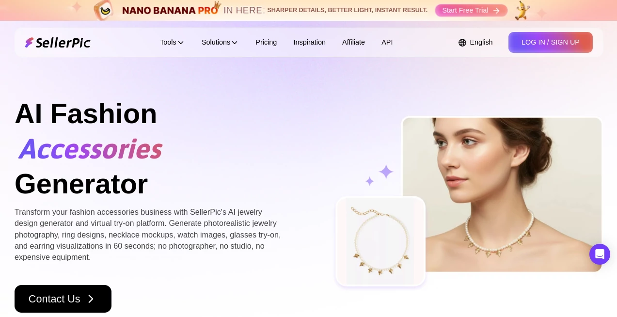 Screenshot of SellerPic - AI Fashion Accessories Generator – An AI tool in the ,AI Photo & Image Generator ,Photo & Image Editor ,AI E-commerce Assistant ,AI Design Generator  category, showcasing its interface and key features.