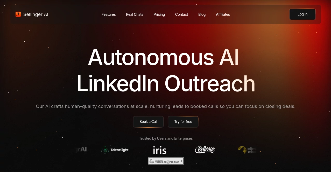 Screenshot of Sellinger AI – An AI tool in the ,AI Sales Assistant ,AI Response Generator ,AI Lead Generation ,AI Recruiting  category, showcasing its interface and key features.