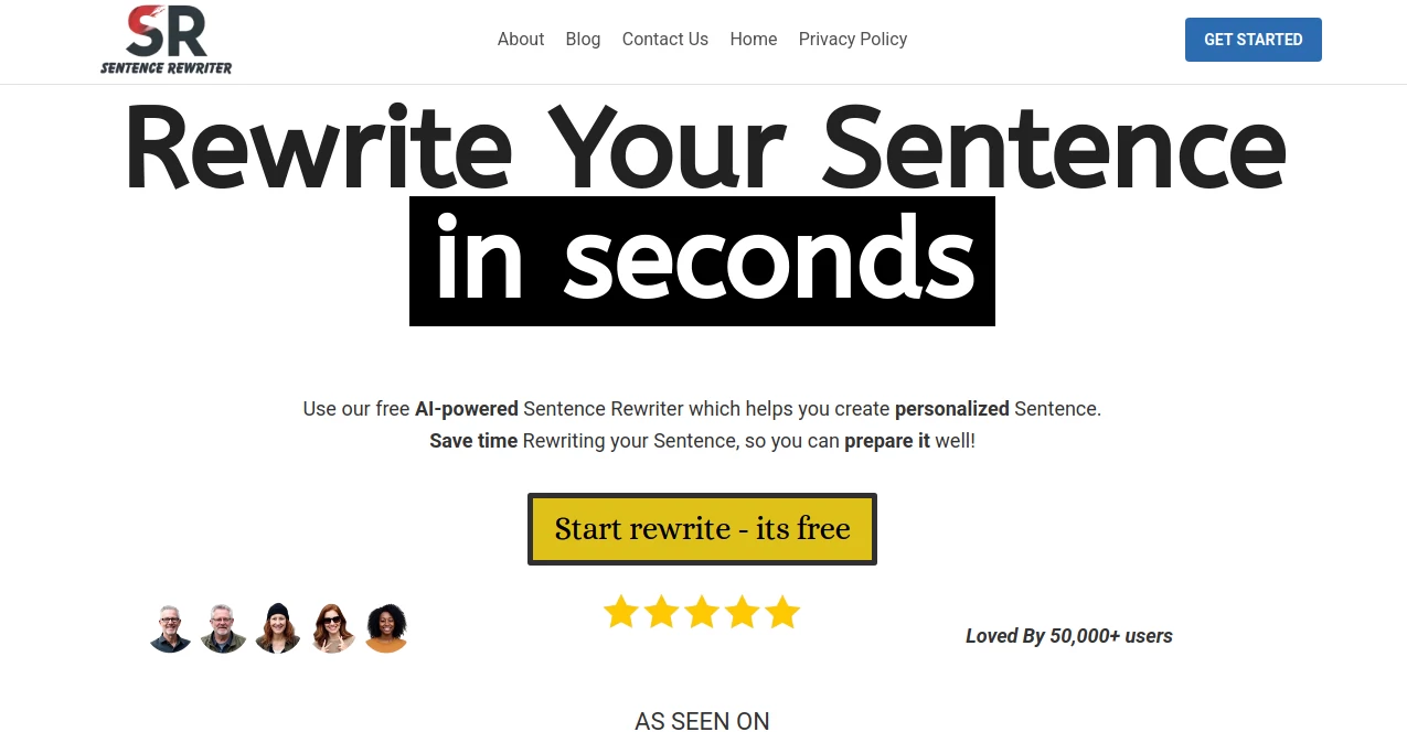 Screenshot of sentence rewriter – An AI tool in the ,AI Summarizer ,AI Education Assistant ,AI Productivity Tools ,Text & Writing  category, showcasing its interface and key features.