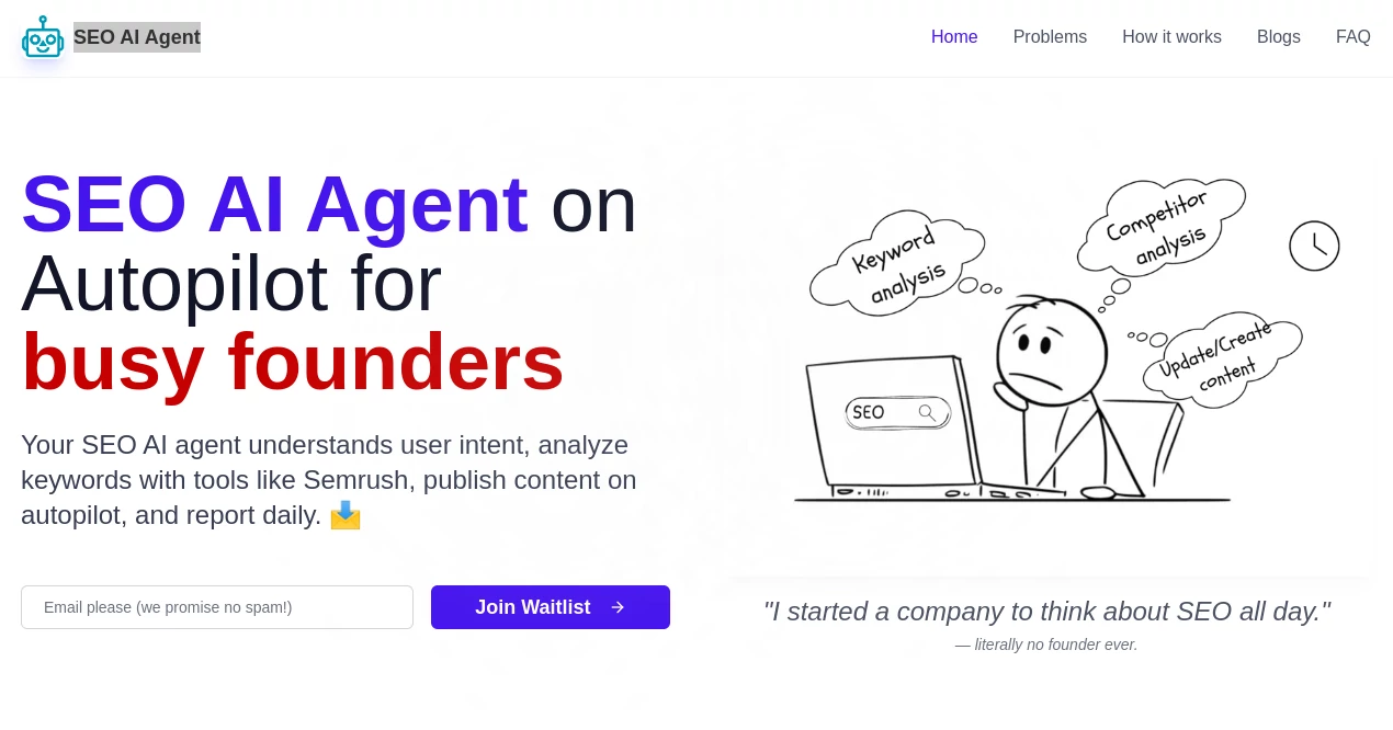 Screenshot of SEO AI Agent – An AI tool in the ,Marketing ,AI SEO Assistant ,AI Productivity Tools ,AI Analytics Assistant  category, showcasing its interface and key features.