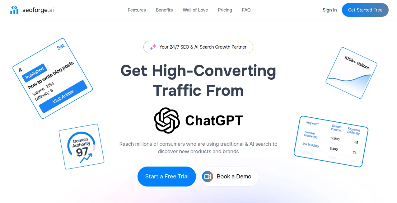 Screenshot of SEOForge.ai – An AI tool in the ,AI Content Generator ,AI Research Tool ,AI SEO Assistant ,AI Marketing Plan Generator  category, showcasing its interface and key features.