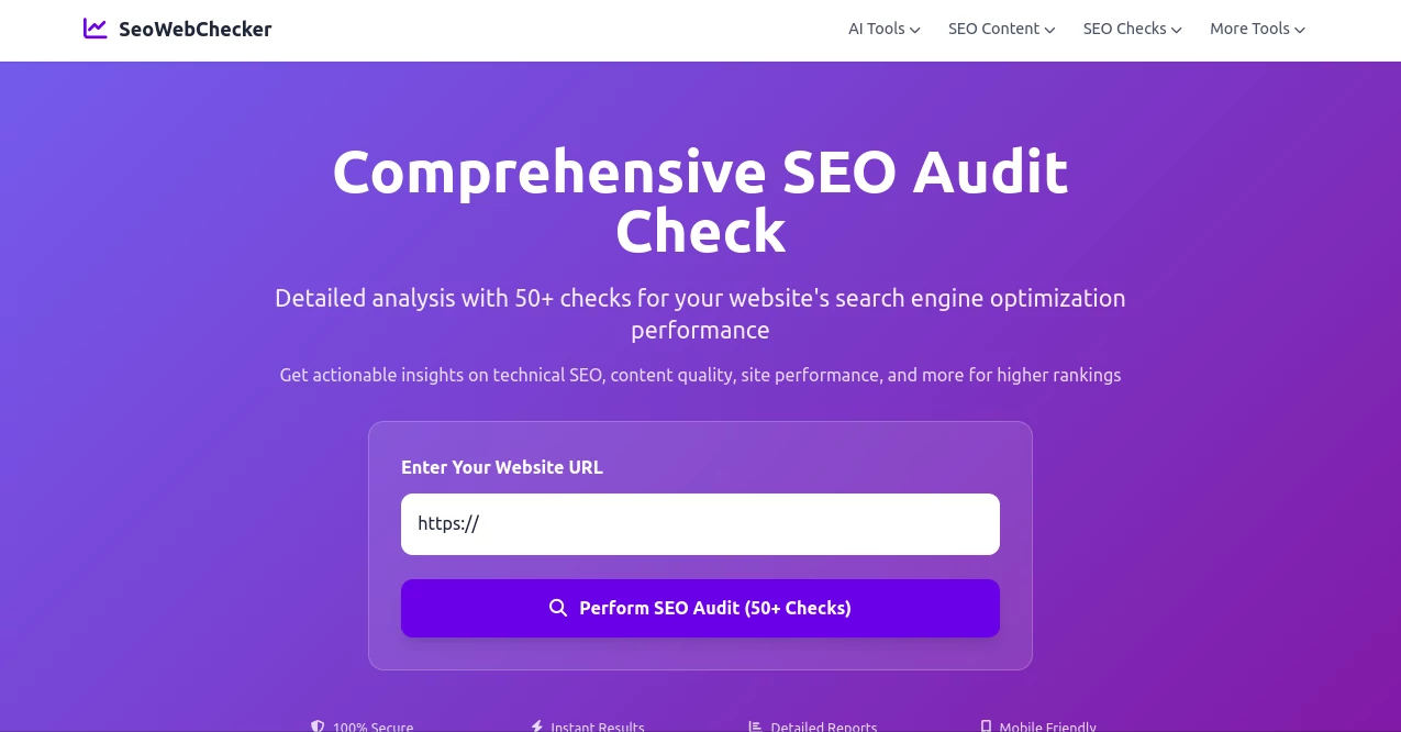 Screenshot of SeoWebChecker – An AI tool in the ,AI SEO Assistant ,AI Checker Essay ,AI Analytics Assistant  category, showcasing its interface and key features.