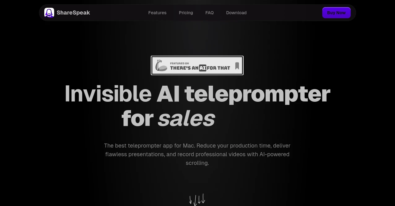 Screenshot of ShareSpeak – An AI tool in the ,AI Presentation Generator ,AI Productivity Tools ,AI Meeting Assistant ,AI Notes Assistant  category, showcasing its interface and key features.