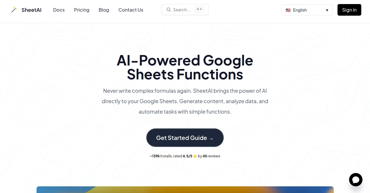 Screenshot of SheetAI – An AI tool in the ,AI Data Mining ,AI Research Tool ,AI Spreadsheet ,AI Productivity Tools  category, showcasing its interface and key features.