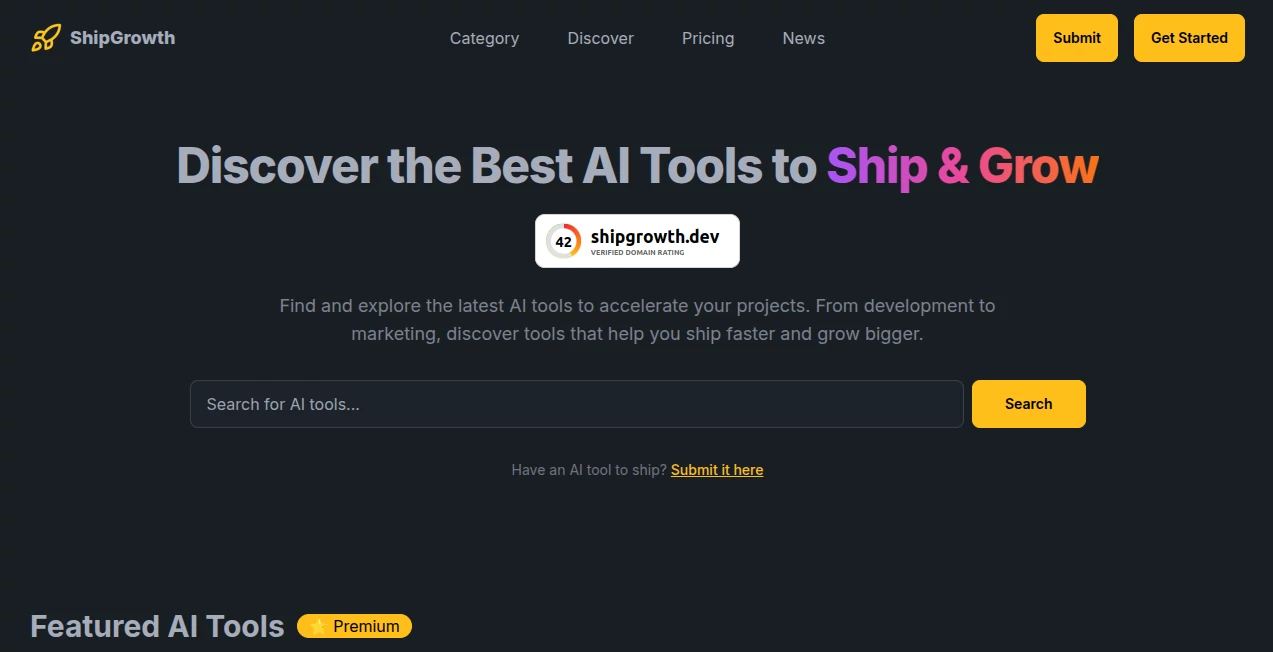 Screenshot of ShipGrowth – An AI tool in the ,AI SEO Assistant ,AI Marketing Plan Generator ,AI Digital Marketing Generator ,AI E-commerce Assistant  category, showcasing its interface and key features.