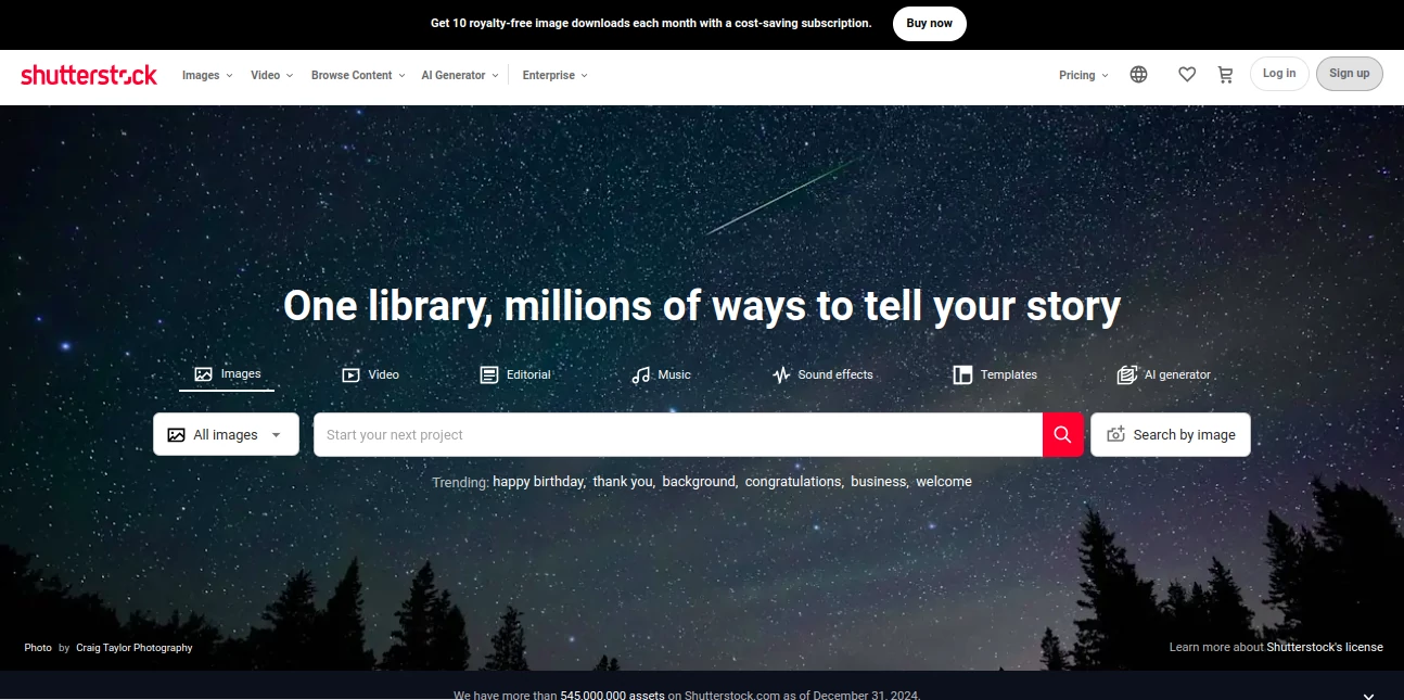Screenshot of Shutterstock – An AI tool in the ,AI Photo & Image Generator ,AI Background Generator ,AI Art Generator ,AI Banner Generator ,AI Design Generator ,AI Ad Creative Assistant ,AI Ad Generator ,AI Content Generator ,AI Advertising Assistant  category, showcasing its interface and key features.