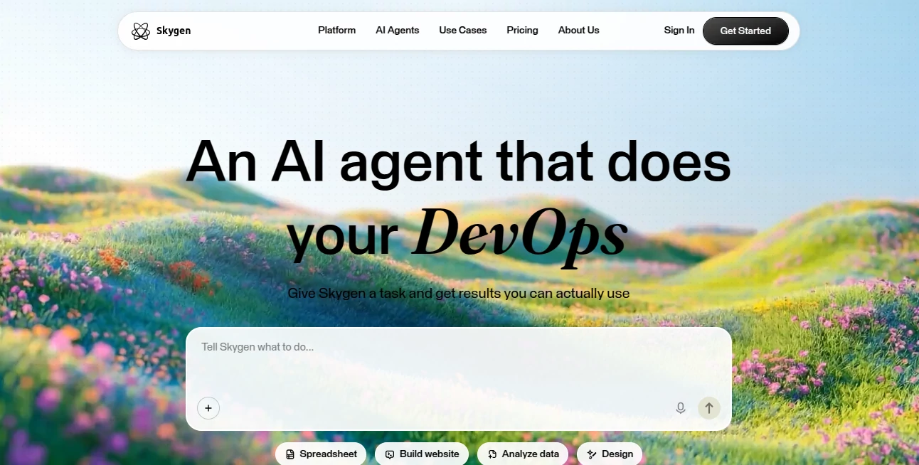 Screenshot of Skygen AI – An AI tool in the ,AI Research Tool ,AI Productivity Tools ,AI Task Management ,AI Workflow Management  category, showcasing its interface and key features.