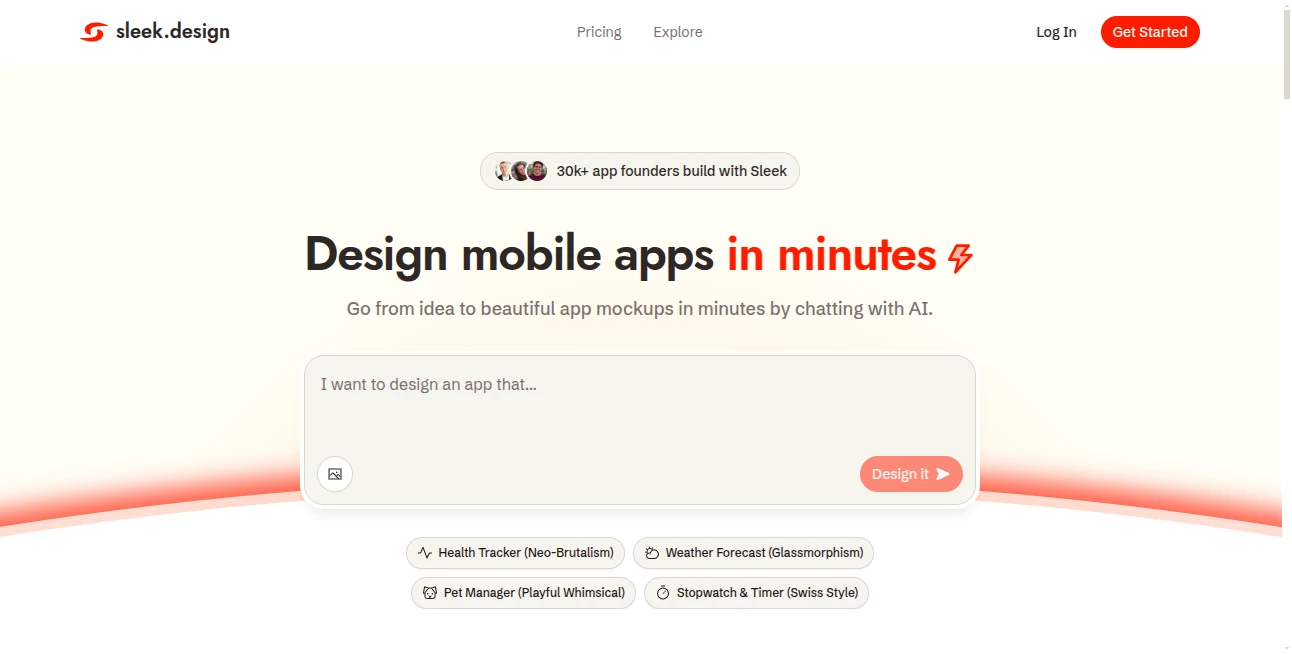 Screenshot of sleek.design – An AI tool in the ,AI App Builder ,AI Design Generator ,AI Design Assistant ,AI Website Designer  category, showcasing its interface and key features.