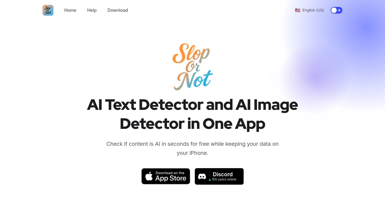 Screenshot of Slop Or Not – An AI tool in the ,AI Image Recognition ,AI Checker Essay ,AI Content Detector ,AI Fun Tools  category, showcasing its interface and key features.