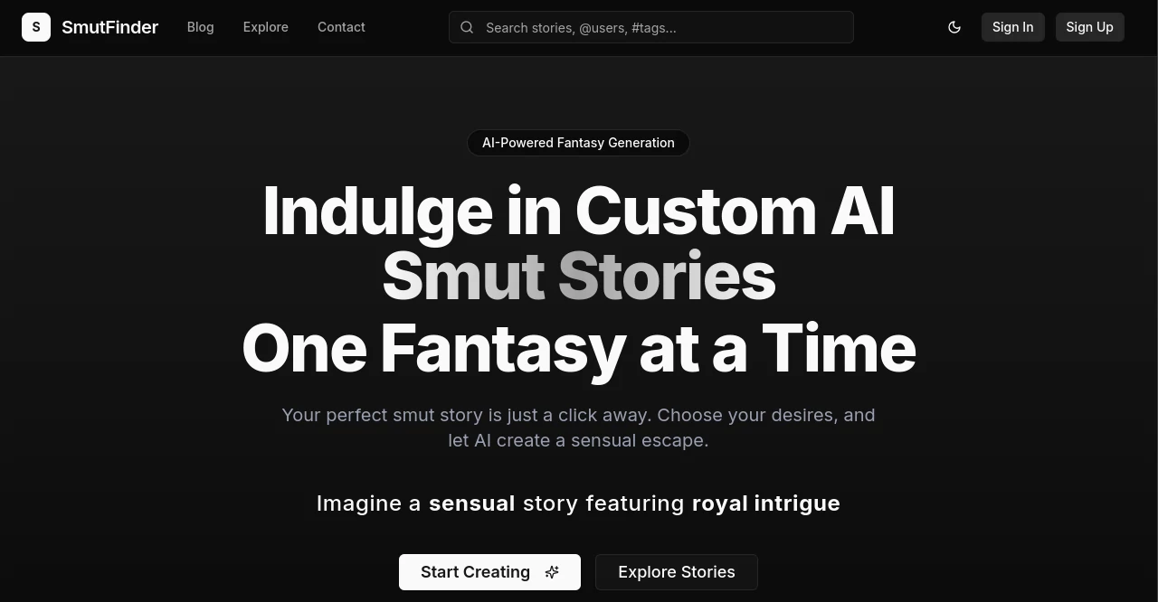 Screenshot of SmutFinder – An AI tool in the ,NSFW  category, showcasing its interface and key features.
