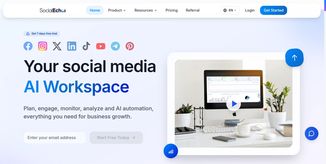 Screenshot of SocialEcho – An AI tool in the ,AI Analytics Assistant ,AI Customer Service Assistant ,AI Social Media Assistant ,AI Response Generator  category, showcasing its interface and key features.