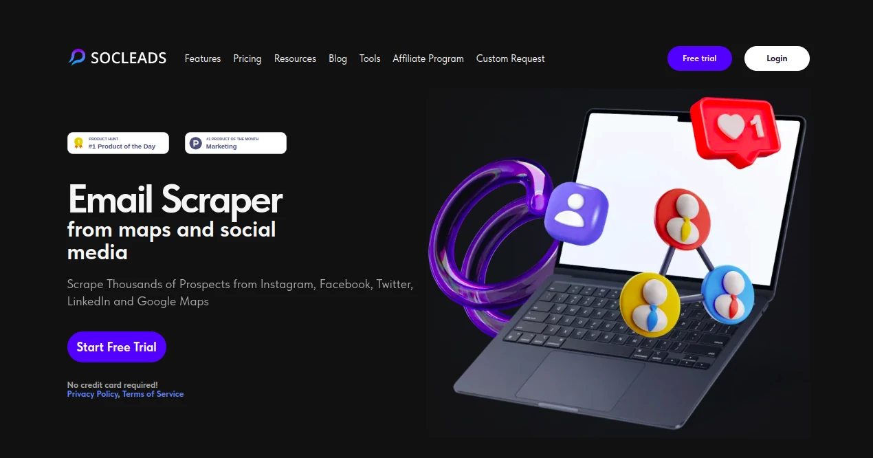 Screenshot of SocLeads – An AI tool in the ,AI Research Tool ,AI Social Media Assistant ,AI Email Marketing ,AI Lead Generation  category, showcasing its interface and key features.