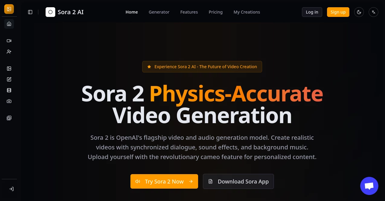 Screenshot of Sora 2 AI – An AI tool in the ,AI Animated Video ,AI Music Video Generator ,AI Text to Video ,AI Video Generator  category, showcasing its interface and key features.
