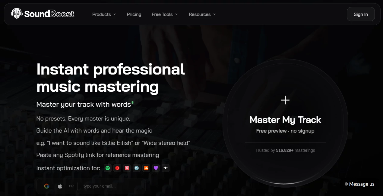 Screenshot of SoundBoost – An AI tool in the ,AI Audio Enhancer ,AI Voice & Audio Editing  category, showcasing its interface and key features.