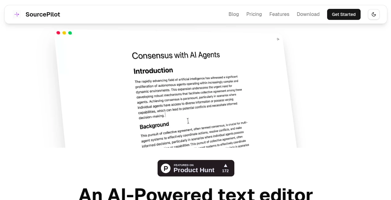 Screenshot of SourcePilot – An AI tool in the ,AI Rewriter ,AI Writing Assistants ,AI Creative Writing ,AI Grammar Checker  category, showcasing its interface and key features.