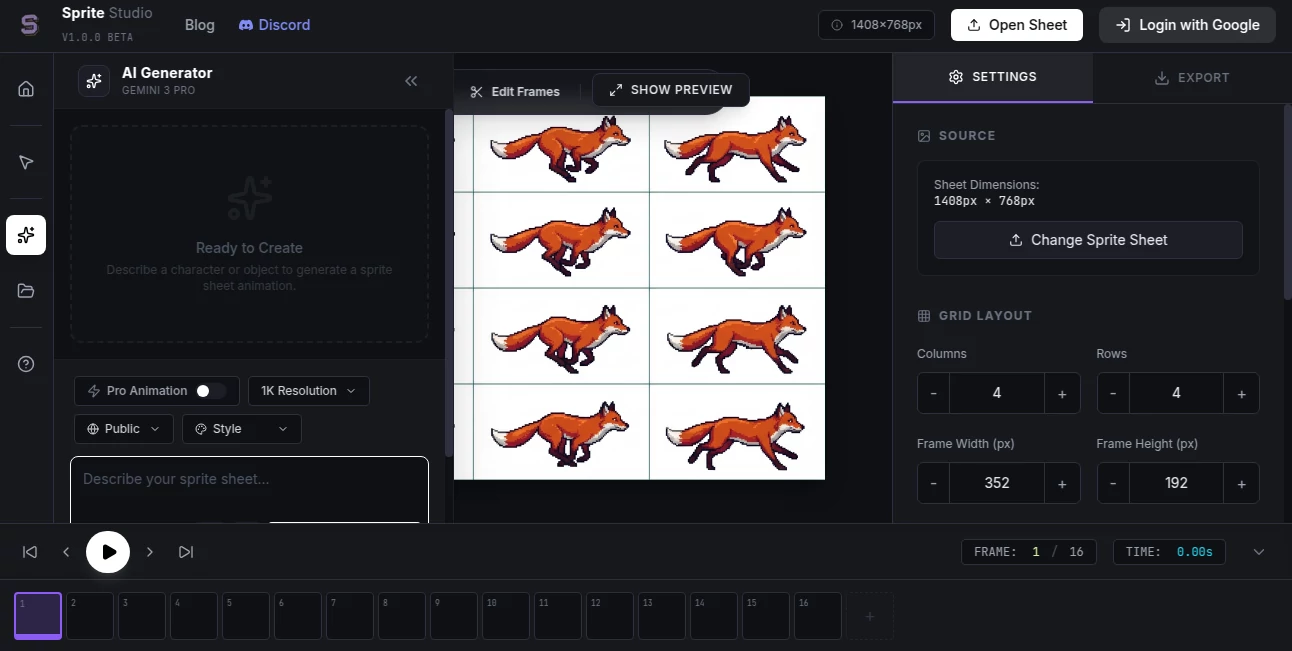 Screenshot of Sprite Studio – An AI tool in the ,Photo & Image Editor ,AI Image to Image ,AI Design Generator ,AI Game  category, showcasing its interface and key features.