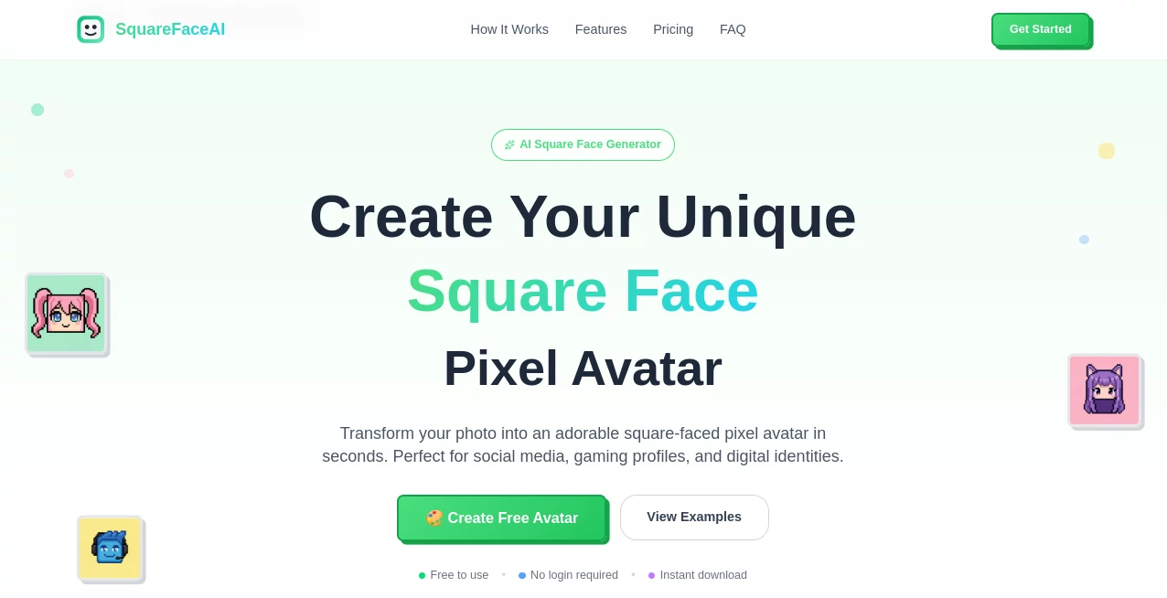 Screenshot of SquareFaceAI – An AI tool in the ,AI Illustration Generator ,AI Avatar Generator ,Photo & Image Editor ,AI Profile Picture Generator  category, showcasing its interface and key features.