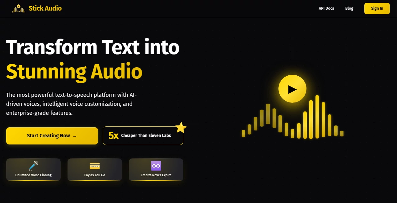 Screenshot of Stick Audio – An AI tool in the ,AI Voice & Audio Editing ,AI Voice Chat Generator ,AI Voice Assistants ,AI Fun Tools  category, showcasing its interface and key features.