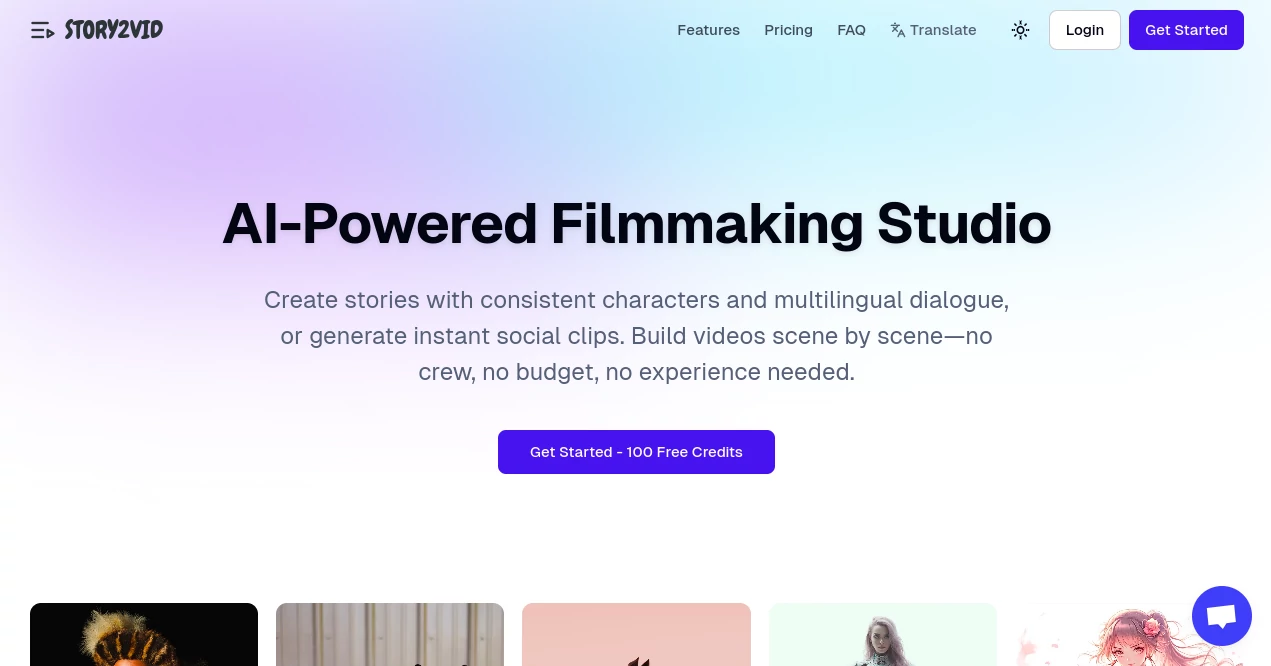 Screenshot of STORY2VID – An AI tool in the ,AI Story Writing ,AI Animated Video ,AI Text to Video ,AI Video Generator  category, showcasing its interface and key features.
