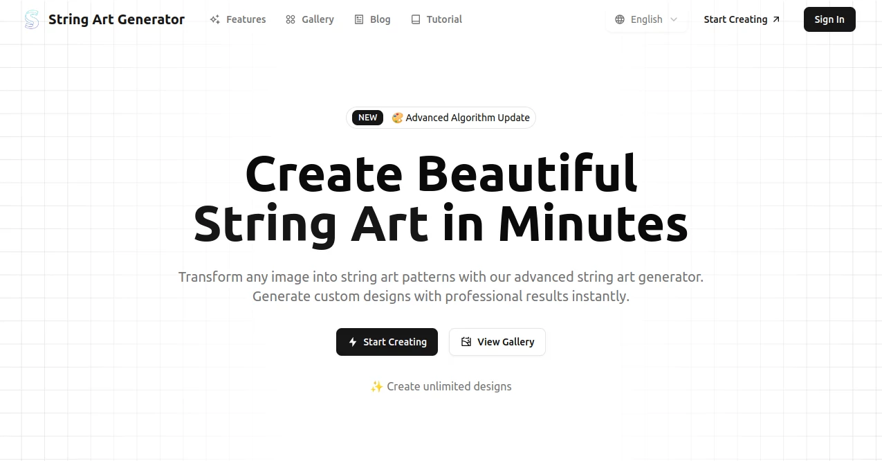 Screenshot of String Art – An AI tool in the ,AI Art Generator ,AI Design Generator ,AI Image to Image  category, showcasing its interface and key features.