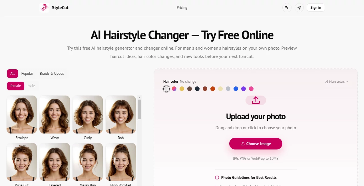 Screenshot of StyleCut – An AI tool in the ,AI Photo & Image Generator ,AI Photography ,AI Selfie & Portrait ,AI Image to Image  category, showcasing its interface and key features.