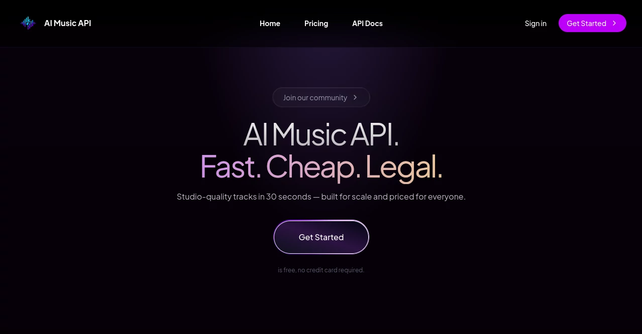 Screenshot of AI Music API – An AI tool in the ,AI Music Generator  category, showcasing its interface and key features.