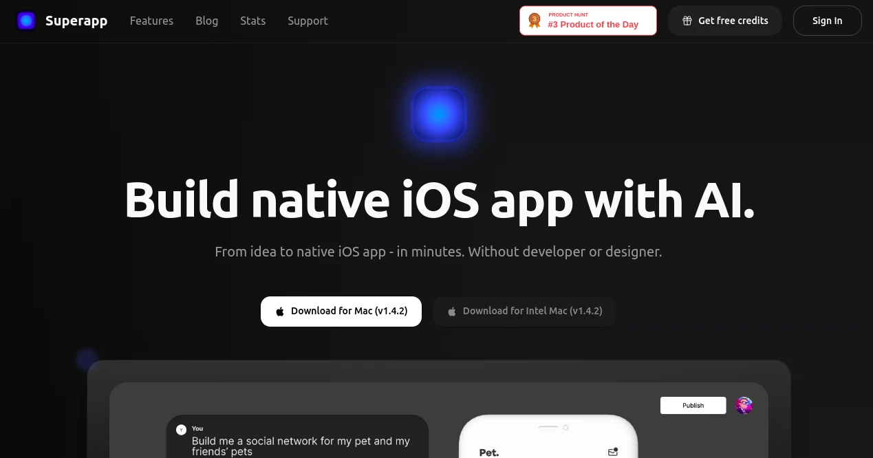 Screenshot of Superapp – An AI tool in the ,AI Website Builder ,AI No-Code & Low-Code ,AI Developer Tools ,AI App Builder  category, showcasing its interface and key features.