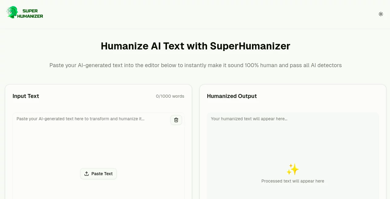 Screenshot of SuperHumanizer – An AI tool in the ,AI Rewriter ,AI General Writing ,AI Grammar Checker ,AI Content Detector  category, showcasing its interface and key features.
