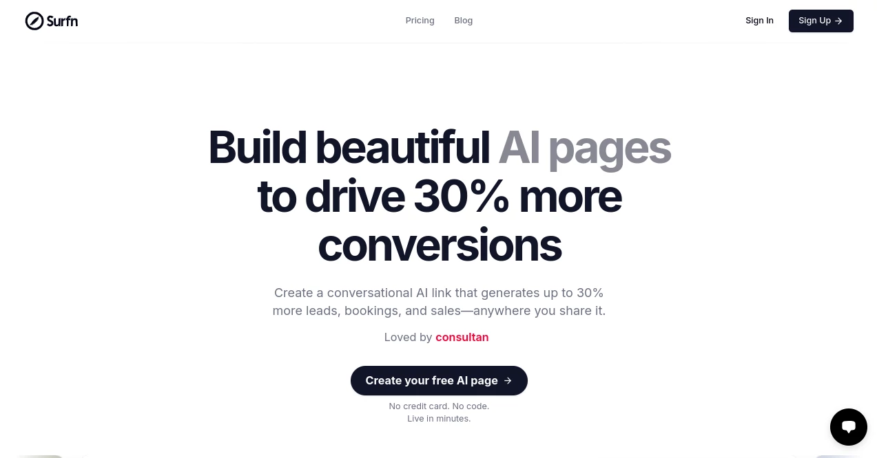 Screenshot of Surfn – An AI tool in the ,AI No-Code & Low-Code ,AI Sales Assistant ,AI Customer Service Assistant ,AI Chatbot  category, showcasing its interface and key features.