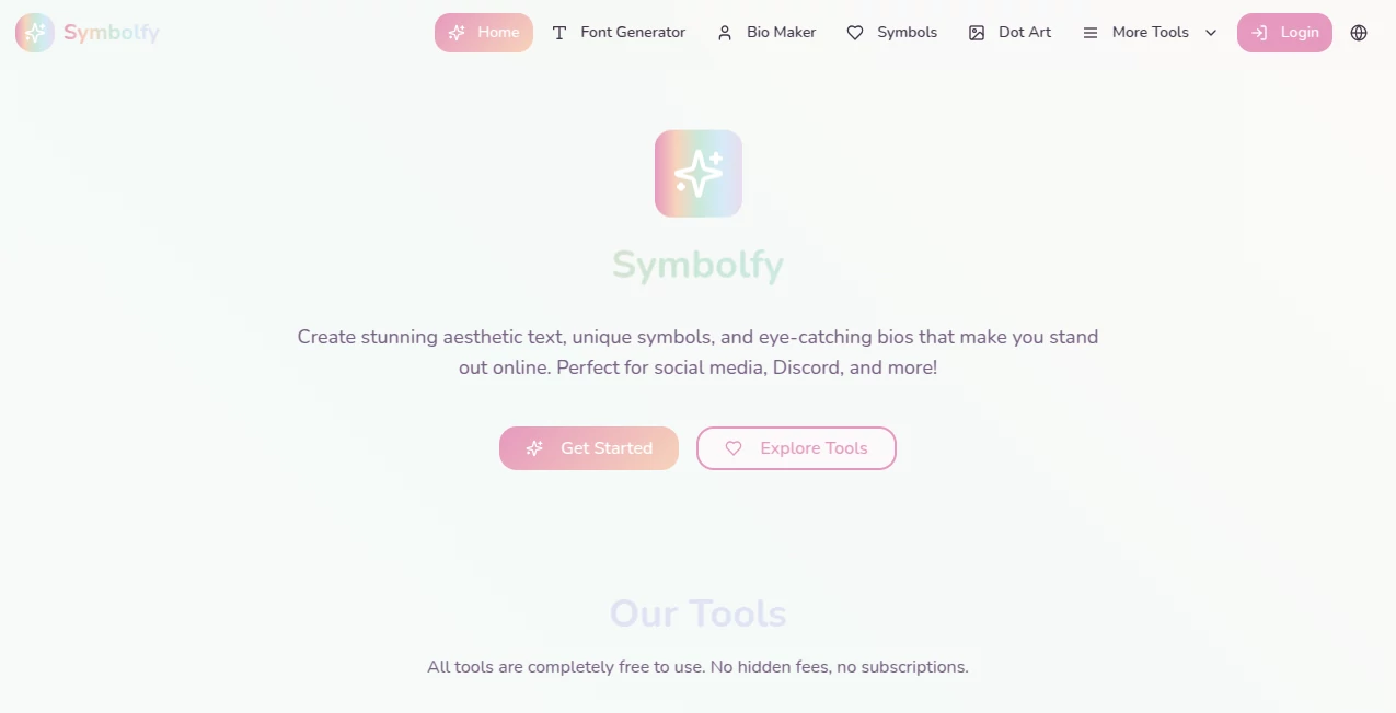 Screenshot of Symbolfy – An AI tool in the ,AI Design Generator ,AI Fun Tools  category, showcasing its interface and key features.
