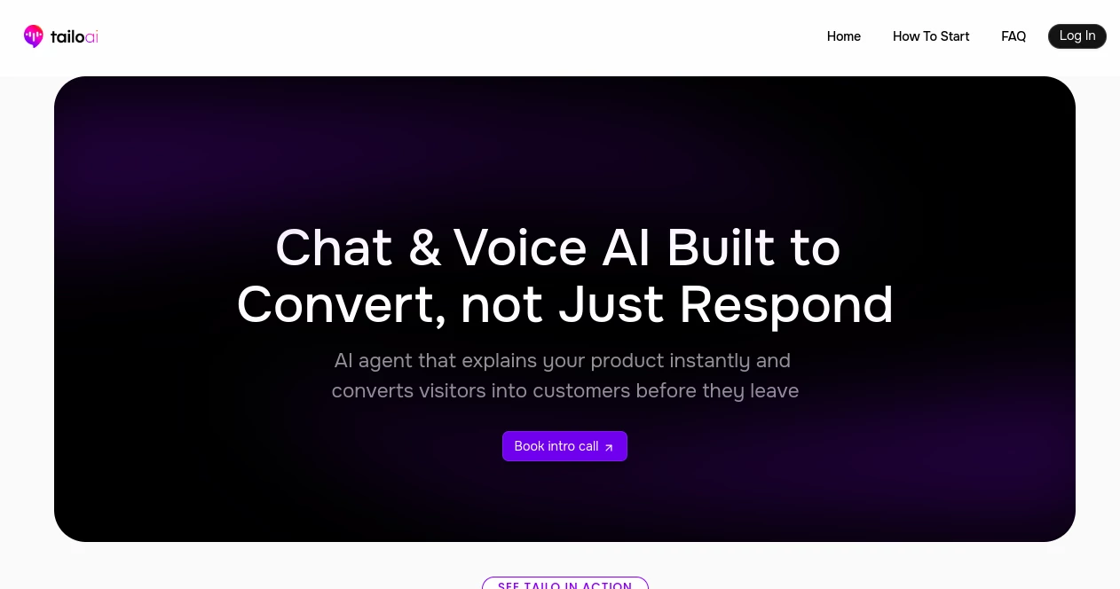 Screenshot of tailoai – An AI tool in the ,AI Sales Assistant ,AI Customer Service Assistant ,AI Lead Generation ,AI Chatbot  category, showcasing its interface and key features.